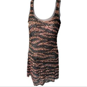 Arden B Sequin Dress Mesh Zebra Cocktail